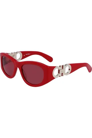 Salvatore Ferragamo Tilbehør, unisex, Rød, 53 MM, Røde Acetat solbriller med røde linser