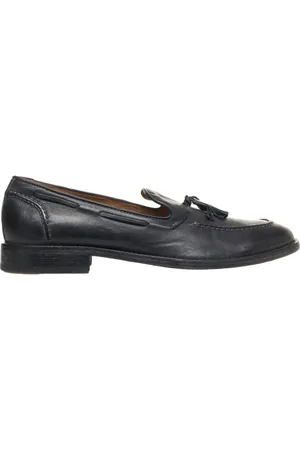 Moma Sko, Herre, Sort, 41 EU, Læder, Italienske Loafers med Frynser og Topstitching