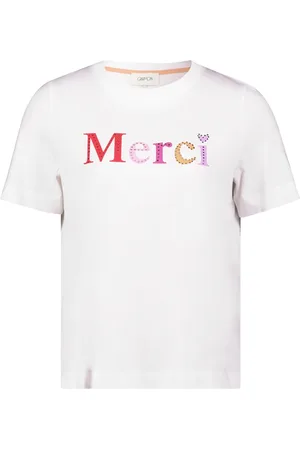 Cartoon Top, Dame, Hvid, L, Uld, Skinnende Printshirt med Rund Hals