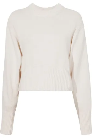 Proenza Schouler Strik, Dame, Hvid, S, Bomuld, Ivory Bomuld Crew Neck Sweater