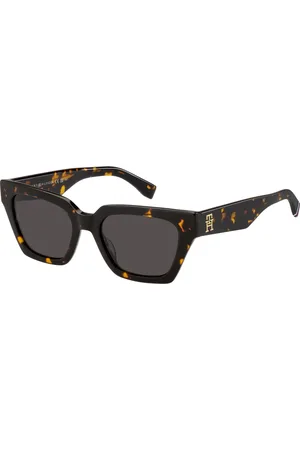 Tommy Hilfiger Tilbehør, Dame, Brun, 52 MM, Uld, Stilfulde solbriller i Havana Orange/