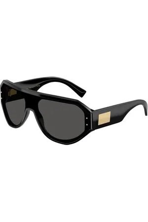 Dolce & Gabbana Tilbehør, unisex, Sort, 47 MM, Sort Acetat Solbriller med Mørkegrå Linser
