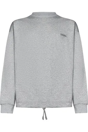 Ermenegildo Zegna Sweathshirts & Hoodies, Herre, Grå, L, Bomuld, Grå Sweater med Zegna Logo Broderi