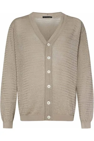 LOW BRAND Strik, Herre, , L, Bomuld, V-hals Sweater med knapper