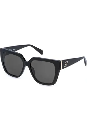 BLUMARINE Tilbehør, Dame, Sort, 55 MM, Cat-Eye Solbriller med Grå Linser