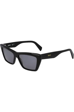 Liu Jo Tilbehør, unisex, Sort, 54 MM, Rektangulære solbriller i sort acetat