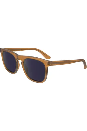 Calvin Klein Tilbehør, unisex, Brun, 54 MM, Brun Karamel Solbriller med Blå Linser