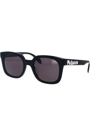 Alexander McQueen Tilbehør, unisex, Sort, 53 MM, Rektangulære solbriller McQueen Graffiti Sort