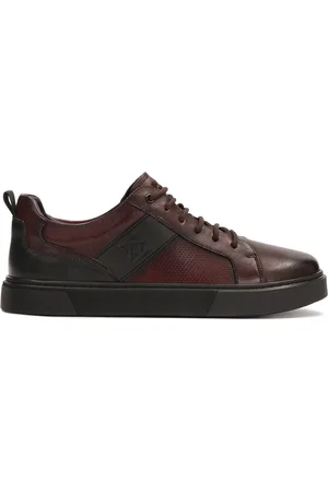 Kazar Sko, Herre, Brun, 46 EU, Læder, Maroon sneakers med perforeret overdel