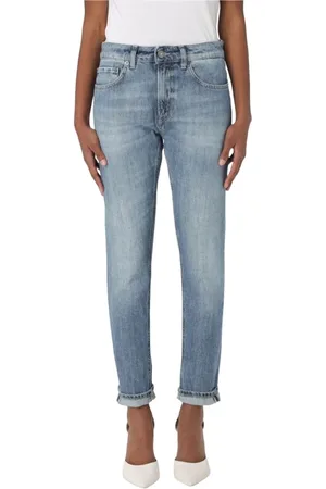 Dondup Jeans, Dame, Blå, W29, Denim, Gulerodspasform Denim Jeans med Logolomme