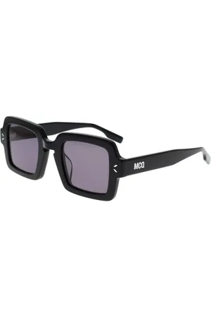 Alexander McQueen Tilbehør, unisex, Sort, 48 MM, Geometriske solbriller Sort Røg Samling