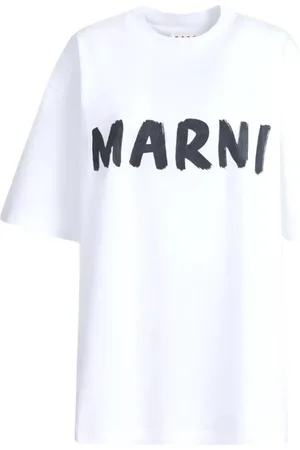 Marni Top, Dame, Hvid, 3XS, Bomuld, Hvid Logo T-shirt Loose Fit