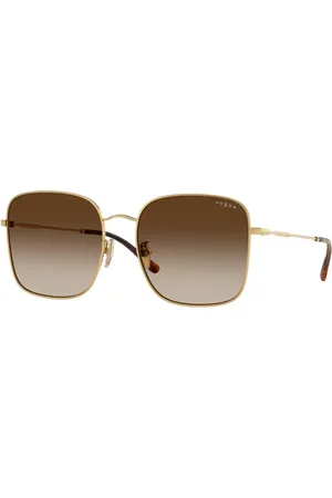 vogue Tilbehør, Dame, Gul, 57 MM, Uld, Firkantet Metal Solbriller Brun Gradient