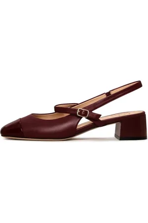 CESARE GASPARI Sko, Dame, Rød, 41 EU, Læder, Slingback Block Heels Pumps Marisol - Bordeaux