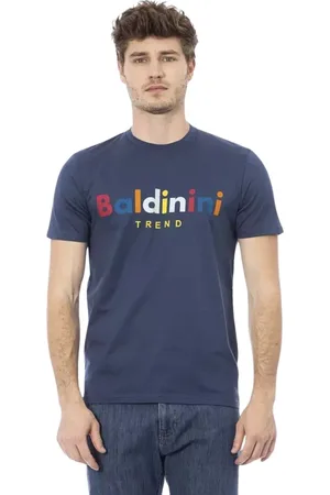 BALDININI Top, Herre, Blå, M, Bomuld, Elegant Blå Kortærmet T-shirt