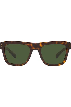 Dolce & Gabbana Tilbehør, unisex, Brun, 52 MM, Uld, Firkantede solbriller i Havana og mørkegrøn