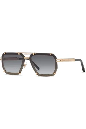 Philipp Plein Tilbehør, unisex, Gul, 64 MM, Uld, Legacy Solbriller Guld Stel Grå Linser