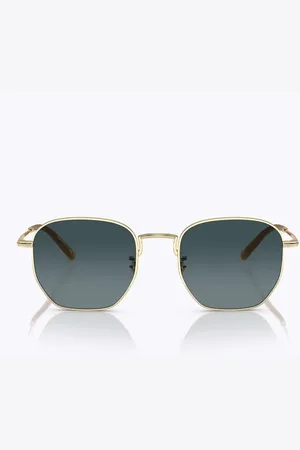 Oliver Peoples Tilbehør, unisex, Gul, 51 MM, Uld, Hexagonal Solbriller Blå Polariseret Unikt Design