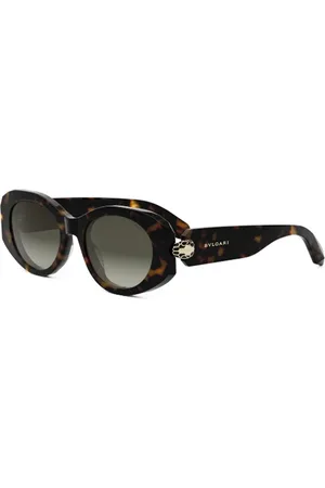 Bvlgari Tilbehør, unisex, Brun, 52 MM, Uld, Elegant Oval Solbriller med Slange Detaljer