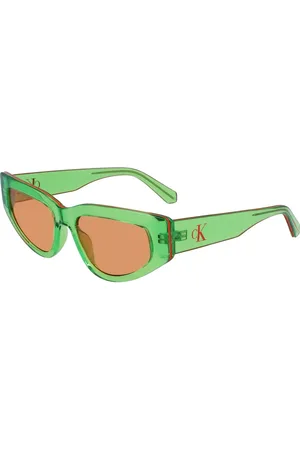 Calvin Klein Tilbehør, unisex, Grøn, 53 MM, Grøn Transparente Solbriller med Brune Linser