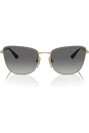 vogue Tilbehør, Dame, Gul, 56 MM, Uld, Sommerfugl Stil Solbriller i Guld Metal