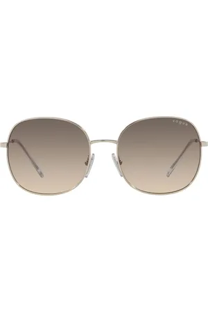 vogue Tilbehør, Dame, Gul, 57 MM, Uld, Runde Metal Solbriller Brun Gradient