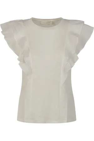 ZIMMERMANN Top, Dame, Hvid, M, Hvid Ruffle Tee