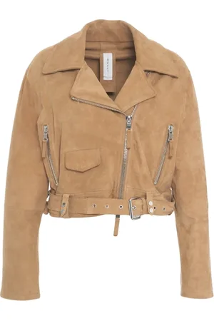 BULLY Jakke, Dame, Brun, M, Suede, Suede Bikerjakke med Taljebælte