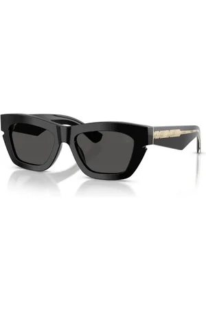 Burberry Tilbehør, unisex, Sort, 52 MM, Uld, Cat-Eye solbriller i sort og guld