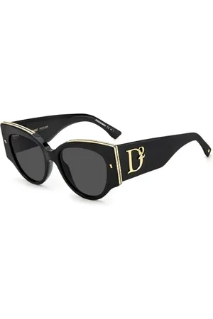 Dsquared2 Tilbehør, Dame, Sort, 54 MM, Uld, Stilfulde solbriller med gyldne detaljer