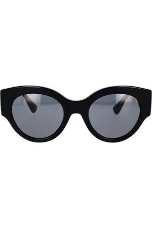 VERSACE Tilbehør, unisex, Sort, 52 MM, Uld, Runde solbriller med mørkegrå linser