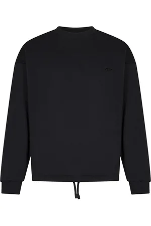 Ermenegildo Zegna Sweathshirts & Hoodies, Herre, Sort, XL, Bomuld, Sort Sweater med Zegna Logo Broderi