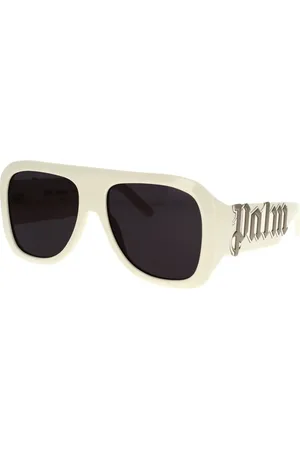 Palm Angels Tilbehør, unisex, Hvid, 58 MM, Vintage Oversized Solbriller Sonoma Stil