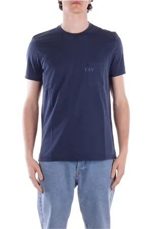 FAY Top, Herre, Blå, XL, Bomuld, Logo Front Pocket T-shirt Regular Fit