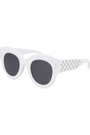 Alaïa Tilbehør, Dame, Hvid, 48 MM, Uld, Stilfulde solbriller hvid ramme grå linser