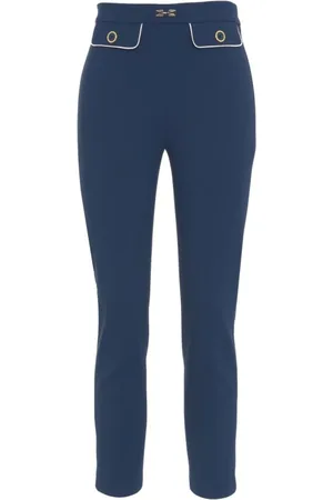 Elisabetta Franchi Bukser, Dame, Blå, L, Blå Crêpe Bukser Elegant Stil