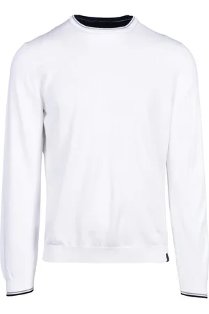FAY Strik, Herre, Hvid, M, Bomuld, Bomuldssweater - Kort Stil