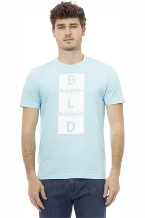 BALDININI Top, Herre, Blå, XL, Bomuld, Elegant lyseblå bomuldst-shirt