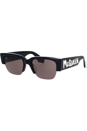 Alexander McQueen Tilbehør, unisex, Sort, 54 MM, Ungdommelige firkantede solbriller McQueen Graffiti