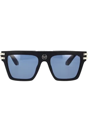 Philipp Plein Tilbehør, unisex, Sort, 56 MM, Luksus firkantede solbriller med unikt design