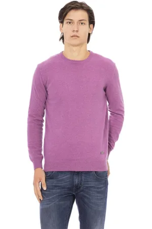 BALDININI Strik, Herre, Lilla, L, Trendy Rund Hals Monogram Top