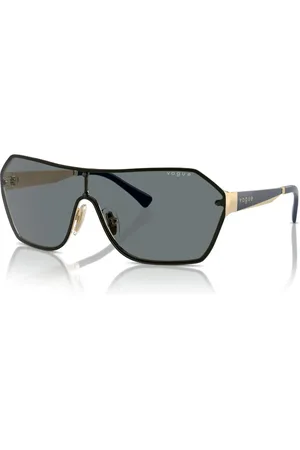 vogue Tilbehør, Dame, Gul, 65 MM, Uld, Moderne Dame Solbriller, Maske Stil, Sort-Guld