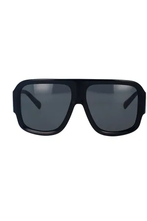 Dolce & Gabbana Tilbehør, unisex, Sort, 58 MM, Uld, Firkantede solbriller med gul logo detalje
