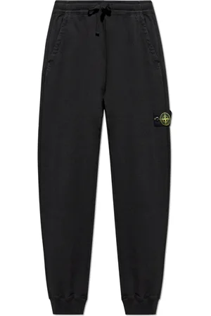 Stone Island Bukser, Herre, Sort, S, Bomuld, Sweatpants med aftagelig lap