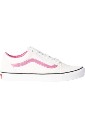 Vans Sko, Dame, Hvid, 41 EU, Hvide lave sneakers med lyserøde detaljer