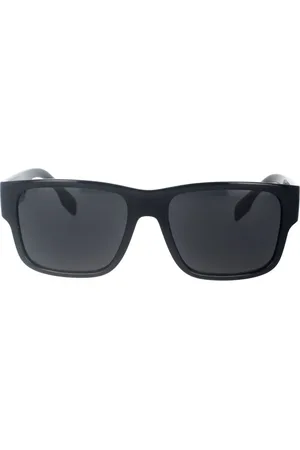 Burberry Tilbehør, unisex, Sort, 57 MM, Firkantede solbriller med teksturerede arme