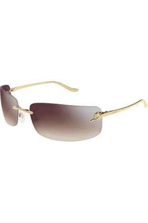Cartier Tilbehør, unisex, Gul, ONE SIZE, Uld, Rektangulære randløse solbriller rød gradient