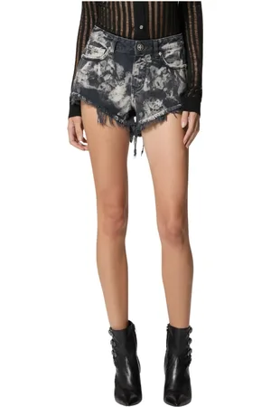 John Richmond Shorts, Dame, Sort, W26, Denim, Grå denim shorts med frynset kant