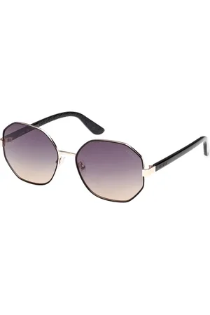 Guess Tilbehør, unisex, Gul, 58 MM, Geometriske solbriller med galvaniseret metalstel og røgfarvede linser