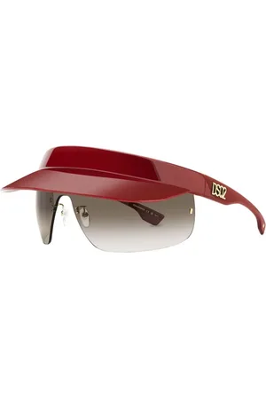 Dsquared2 Tilbehør, unisex, Rød, ONE SIZE, Rimless solbriller rødbrun gradient visir